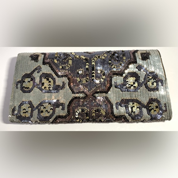 Rene Caovilla Crystal-Embellished Rectangular Clutch Gold Small HandBag Purse - Picture 4 of 9